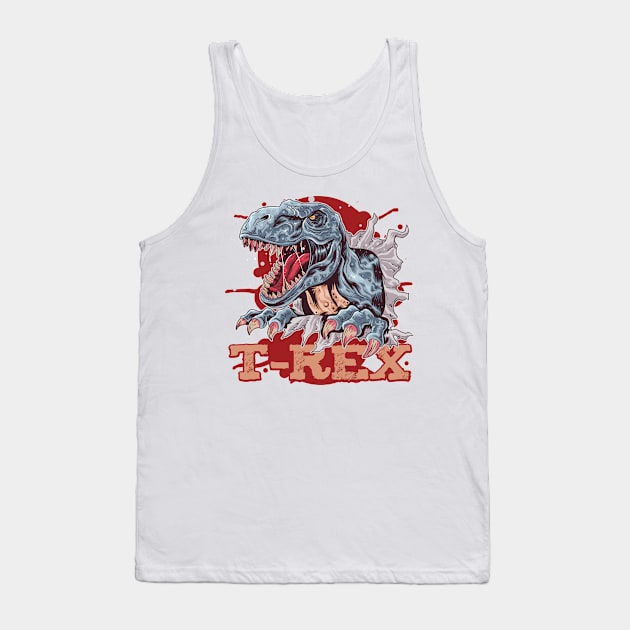 'Vintage T-Rex Distressed' Cool Dinosaurs T Rex Gift Tank Top by ourwackyhome
